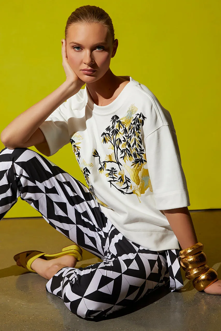 French Terry Embroidered Short Sleeve Sweatshirt