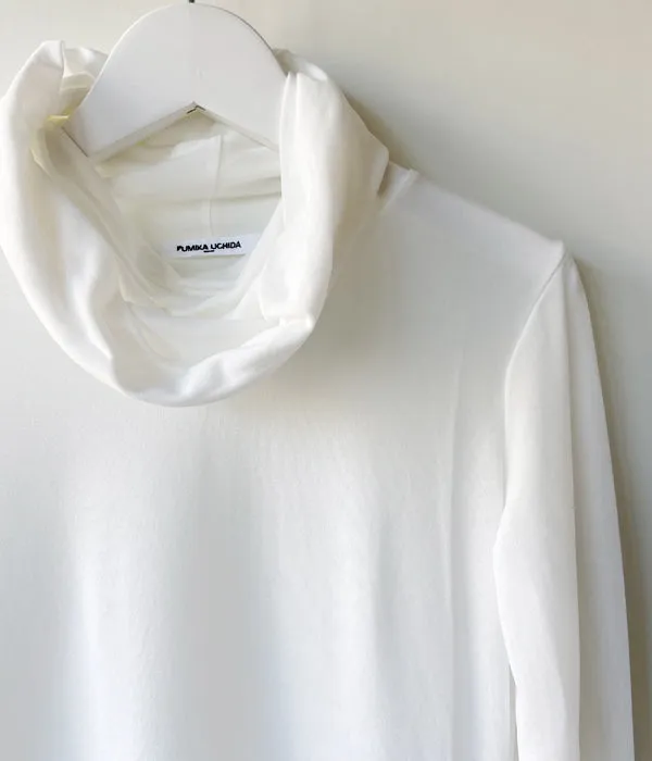 FUMIKA_UCHIDA/NYLON RIBBED NECK HOODED TOP(OFFWHITE)