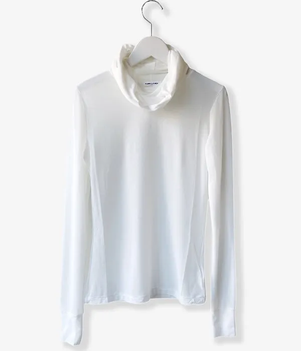FUMIKA_UCHIDA/NYLON RIBBED NECK HOODED TOP(OFFWHITE)
