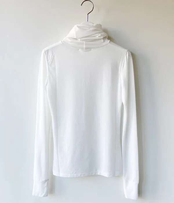 FUMIKA_UCHIDA/NYLON RIBBED NECK HOODED TOP(OFFWHITE)