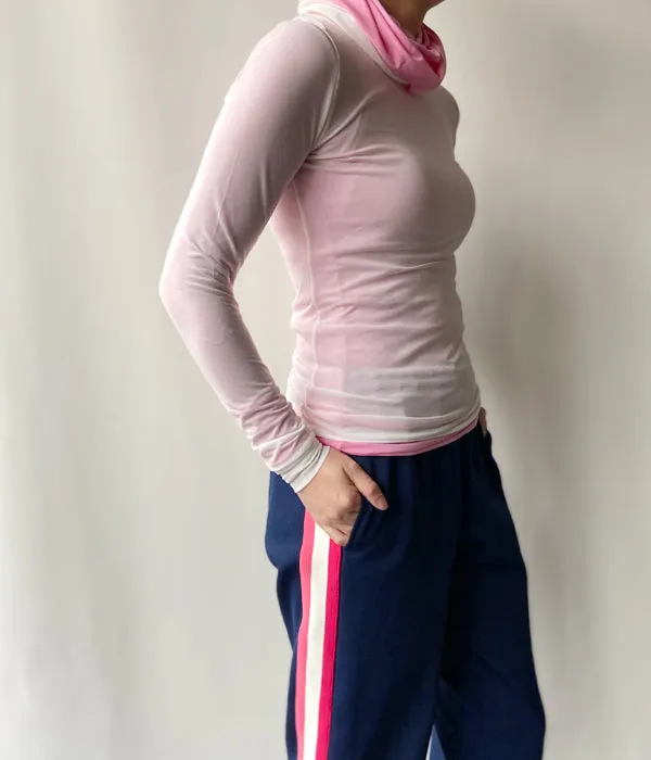 FUMIKA_UCHIDA/NYLON RIBBED NECK HOODED TOP(OFFWHITE)