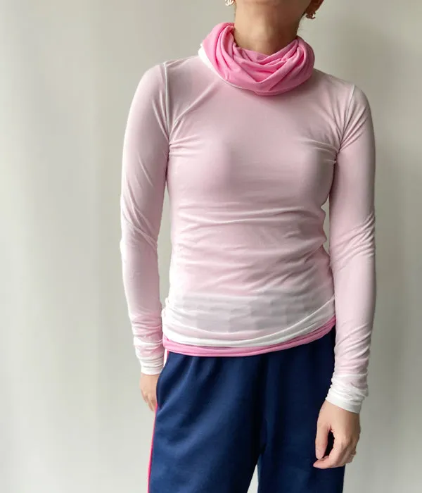 FUMIKA_UCHIDA/NYLON RIBBED NECK HOODED TOP(OFFWHITE)