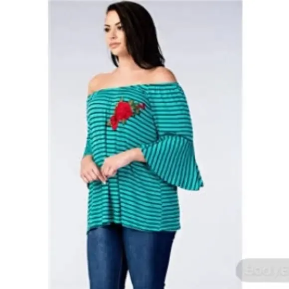 Green Off the Shoulder Top