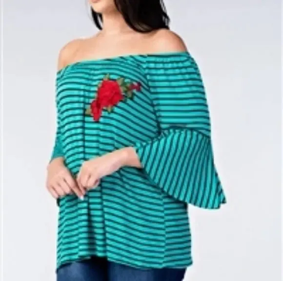 Green Off the Shoulder Top