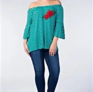 Green Off the Shoulder Top
