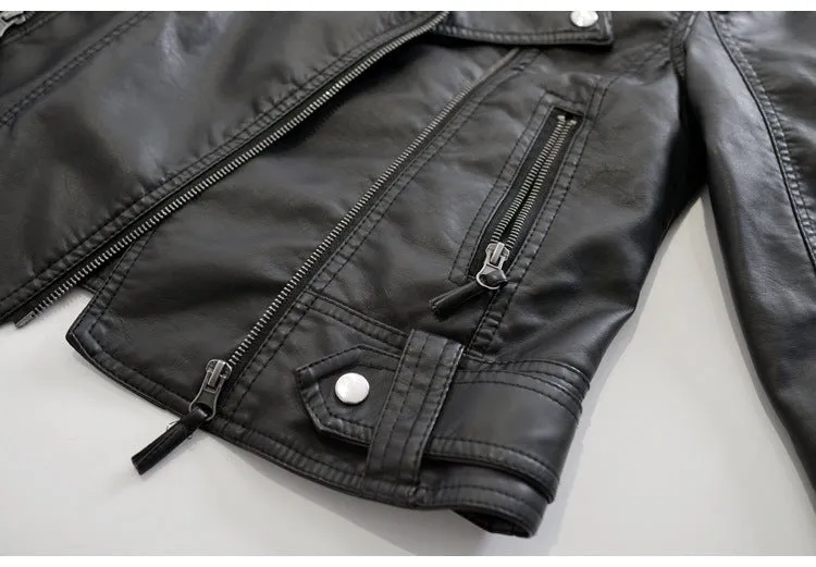 Jacket Women Korean Bike PU Slim Look Short Cardigan Outerwear