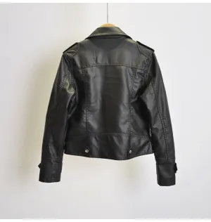 Jacket Women Korean Bike PU Slim Look Short Cardigan Outerwear