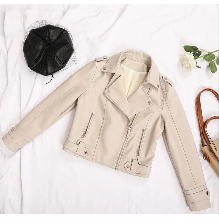 Jacket Women Korean Bike PU Slim Look Short Cardigan Outerwear