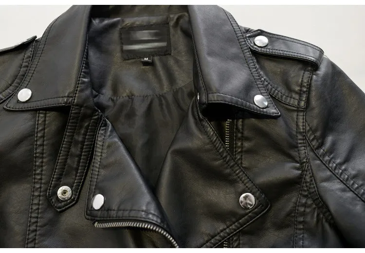 Jacket Women Korean Bike PU Slim Look Short Cardigan Outerwear