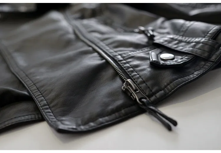 Jacket Women Korean Bike PU Slim Look Short Cardigan Outerwear