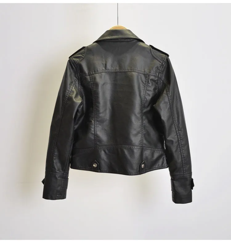 Jacket Women Korean Bike PU Slim Look Short Cardigan Outerwear