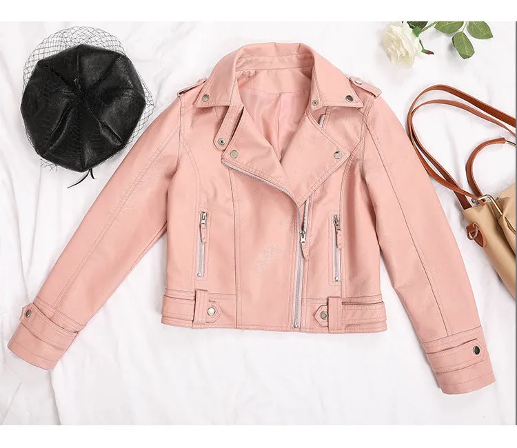 Jacket Women Korean Bike PU Slim Look Short Cardigan Outerwear