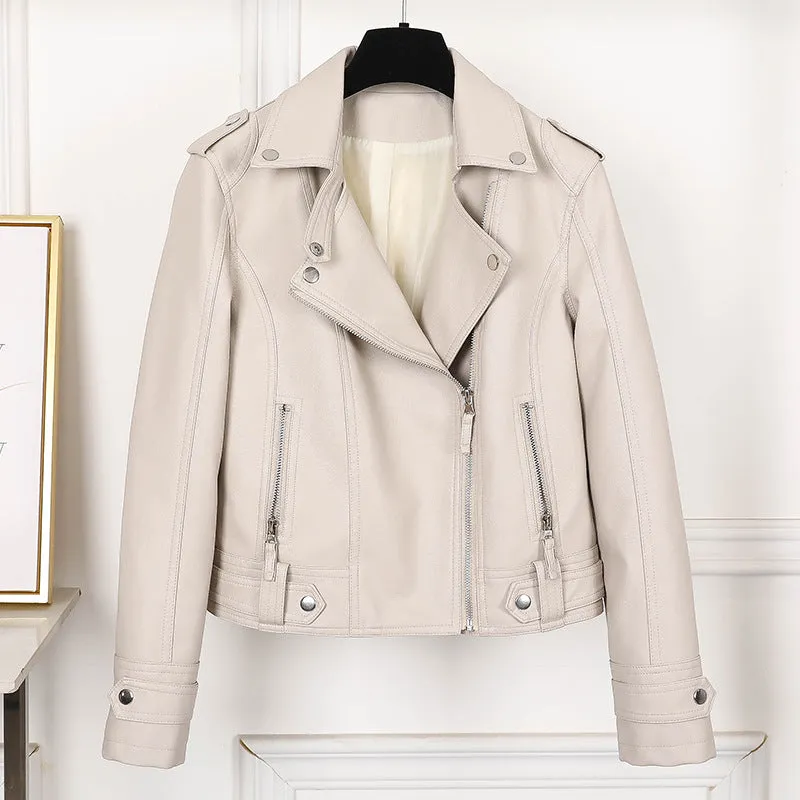 Jacket Women Korean Bike PU Slim Look Short Cardigan Outerwear