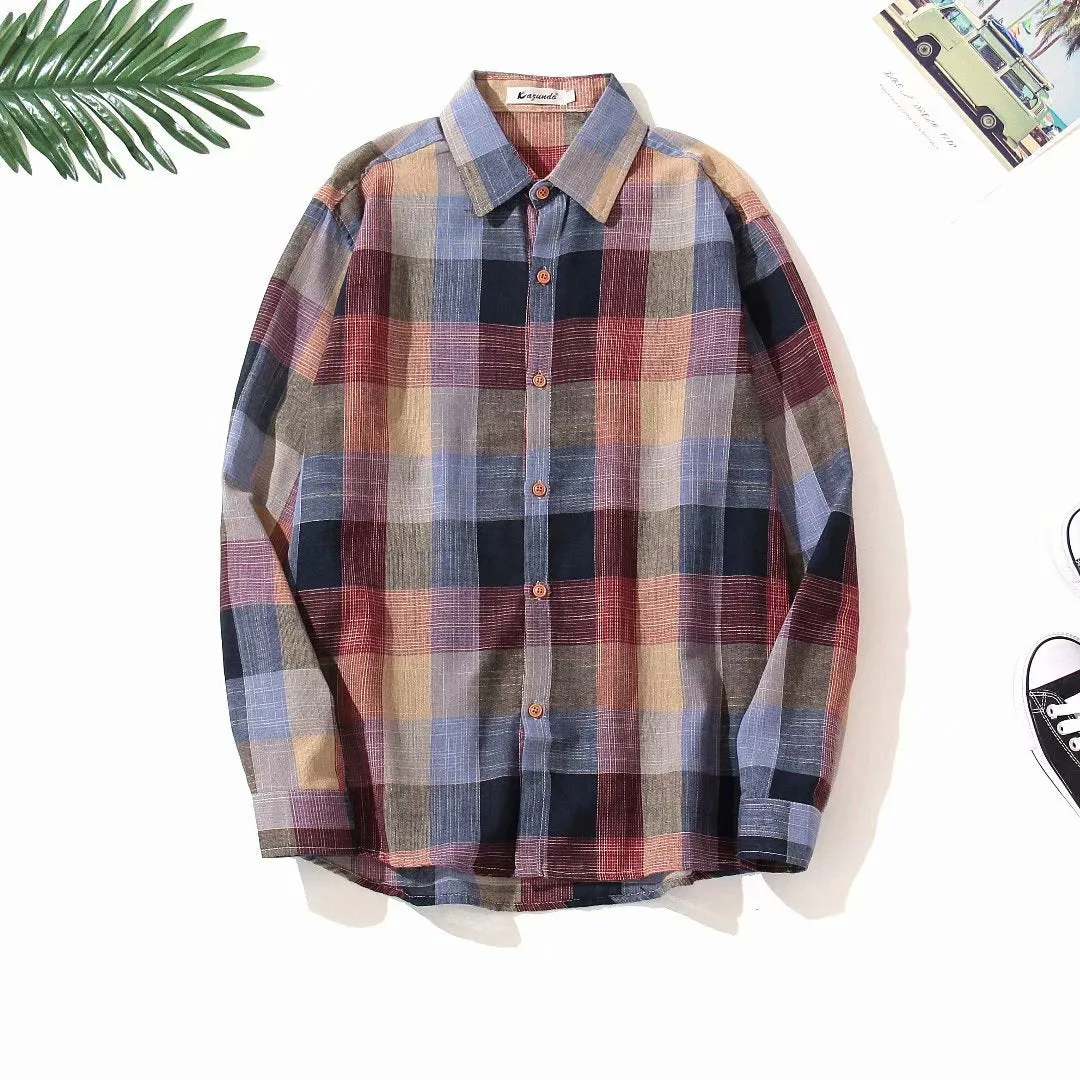 Japanese Hong Kong Men Long Sleeved Shirt Slim Look Casual Printed Men Shirt