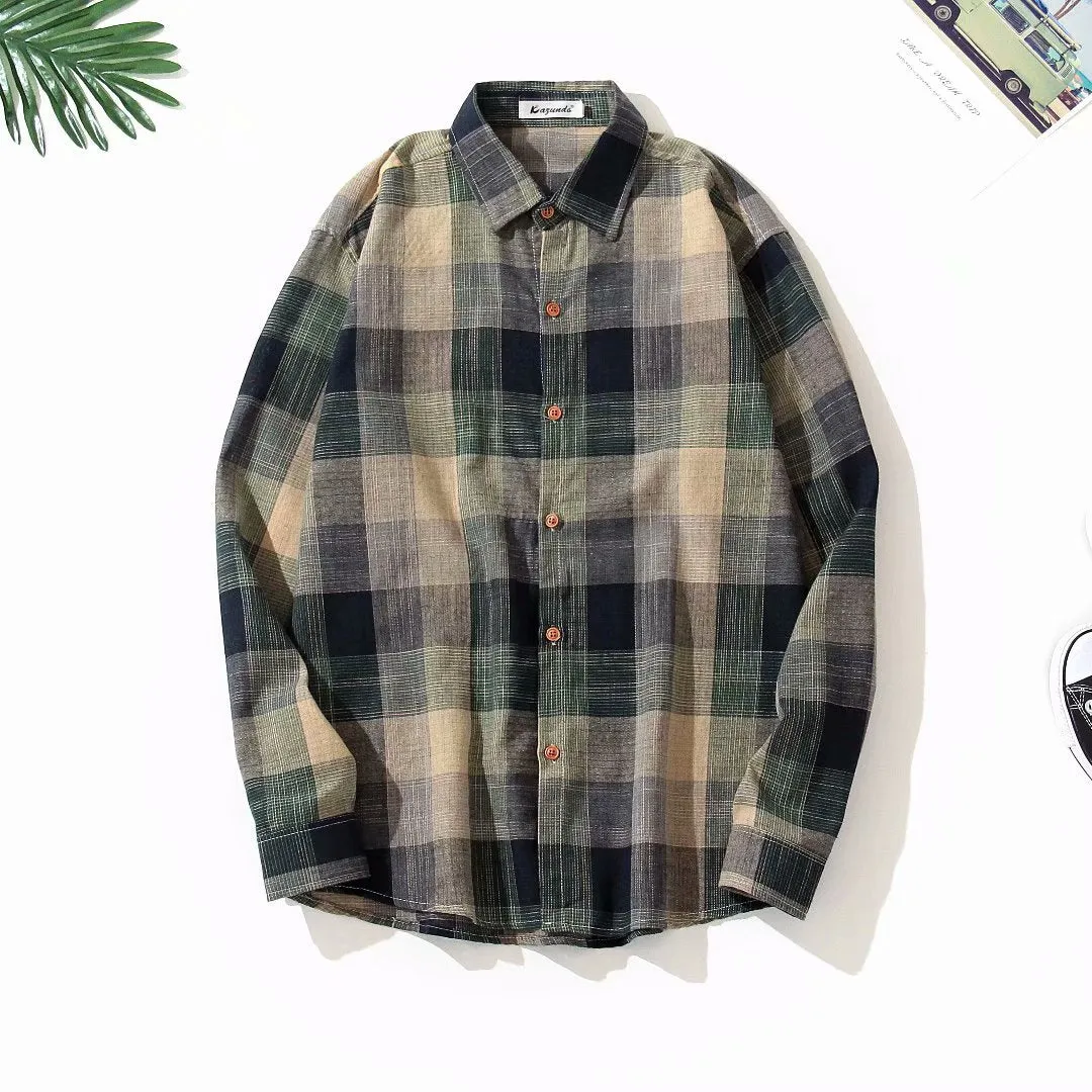 Japanese Hong Kong Men Long Sleeved Shirt Slim Look Casual Printed Men Shirt