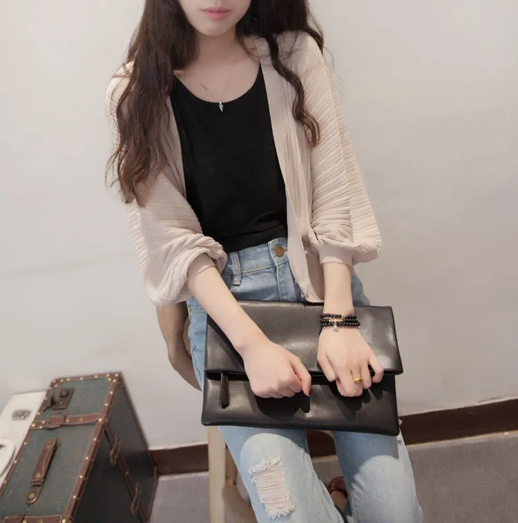 Lantern Sleeve Women Shawl Silk Matching Loose Korean Sunscreen Cardigan Knitted Thin Outerwear