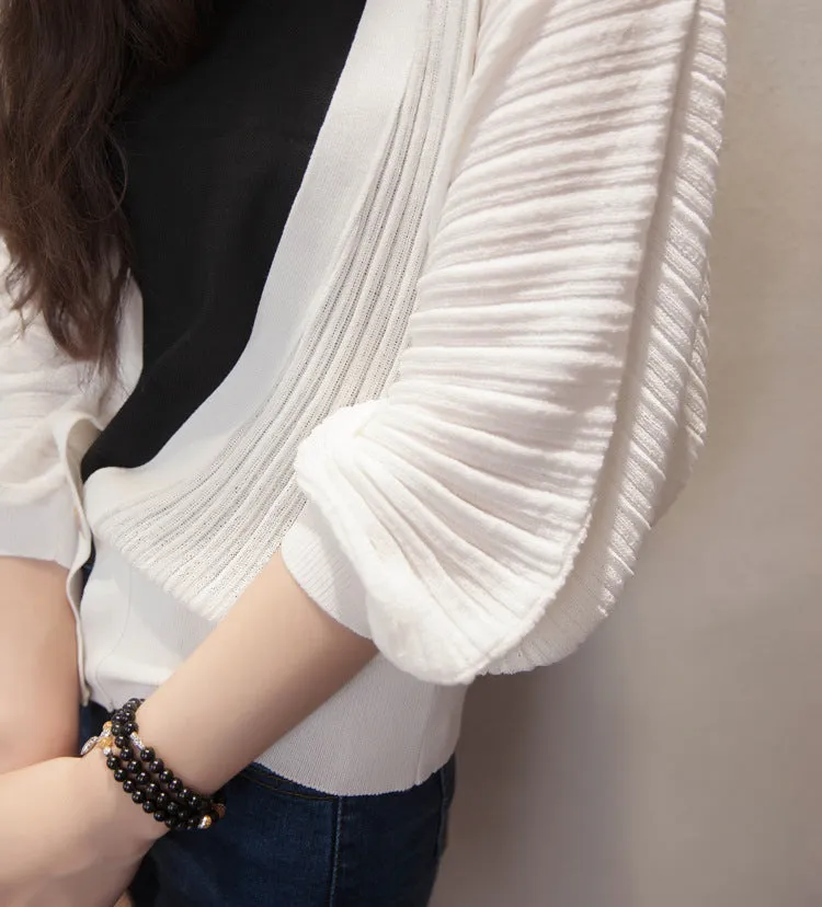 Lantern Sleeve Women Shawl Silk Matching Loose Korean Sunscreen Cardigan Knitted Thin Outerwear