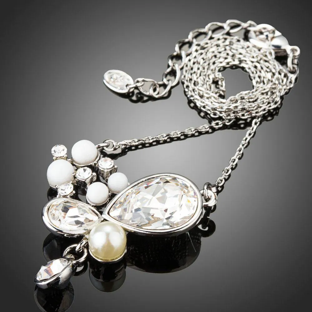 Long Chain Pearl Pendant Necklace KPN0197