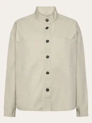 Loose stand collar slub overshirt - GOTS/Vegan - Light feather gray
