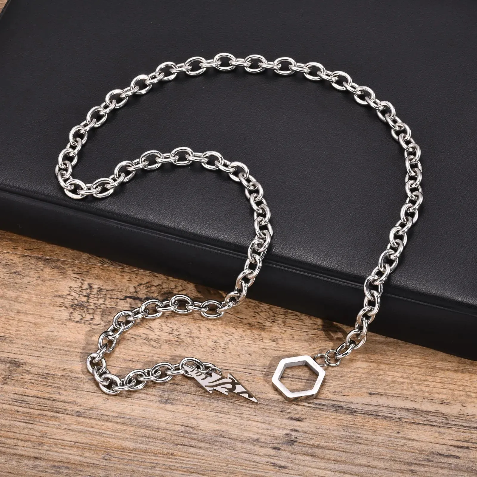 Mens Hexagonal Lightning Necklaces