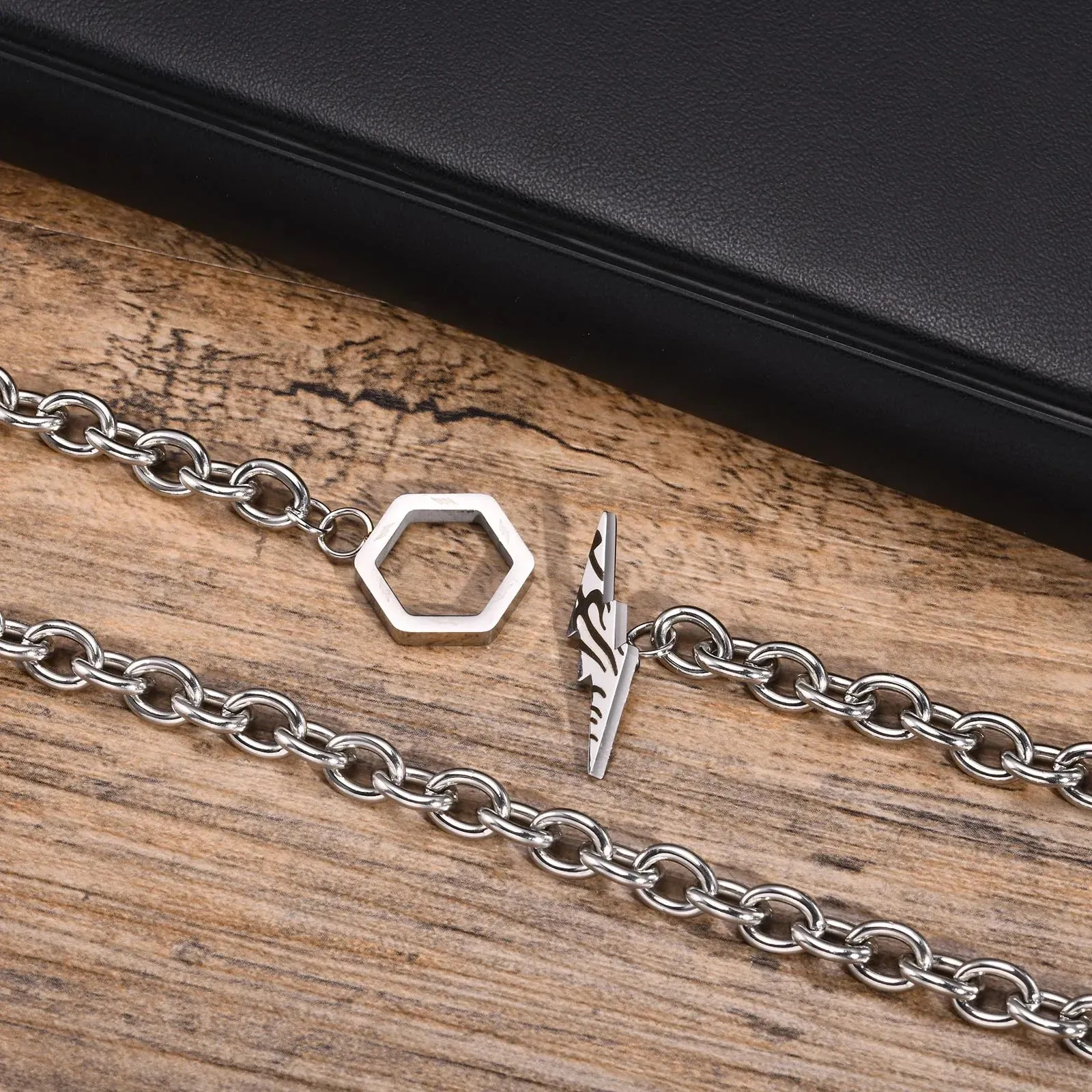 Mens Hexagonal Lightning Necklaces