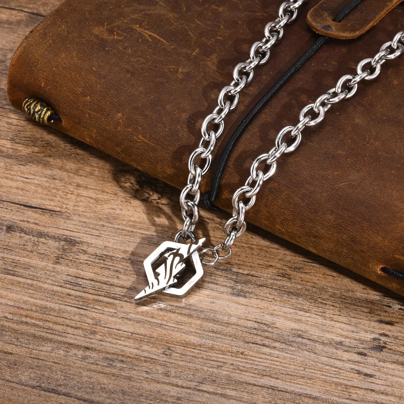Mens Hexagonal Lightning Necklaces
