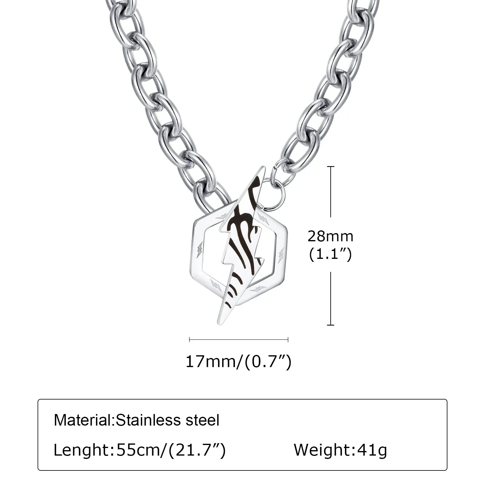 Mens Hexagonal Lightning Necklaces
