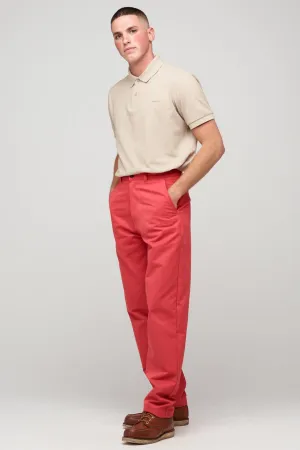 Men's Relaxed Heavyweight 100% Cotton Twill Chinos - Salmon Red