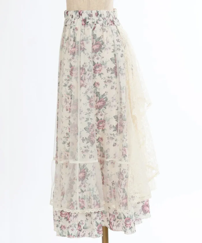 Multi Way Lace Floral Pattern Skirt
