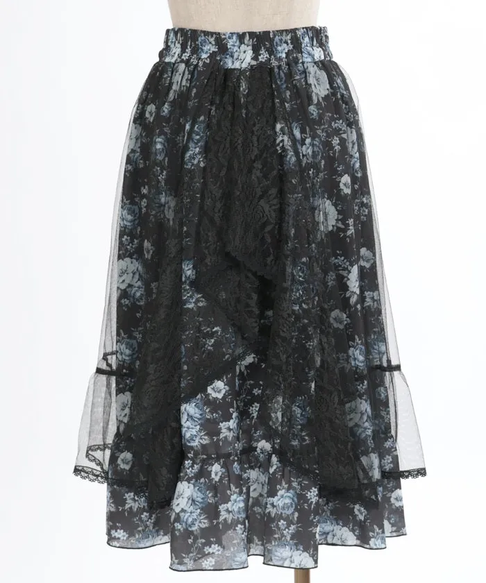 Multi Way Lace Floral Pattern Skirt