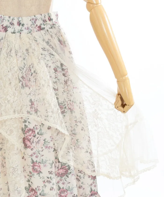 Multi Way Lace Floral Pattern Skirt