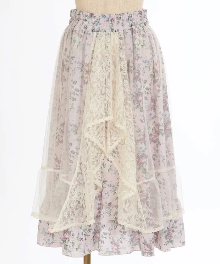 Multi Way Lace Floral Pattern Skirt