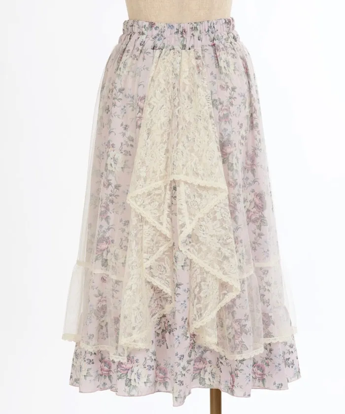 Multi Way Lace Floral Pattern Skirt