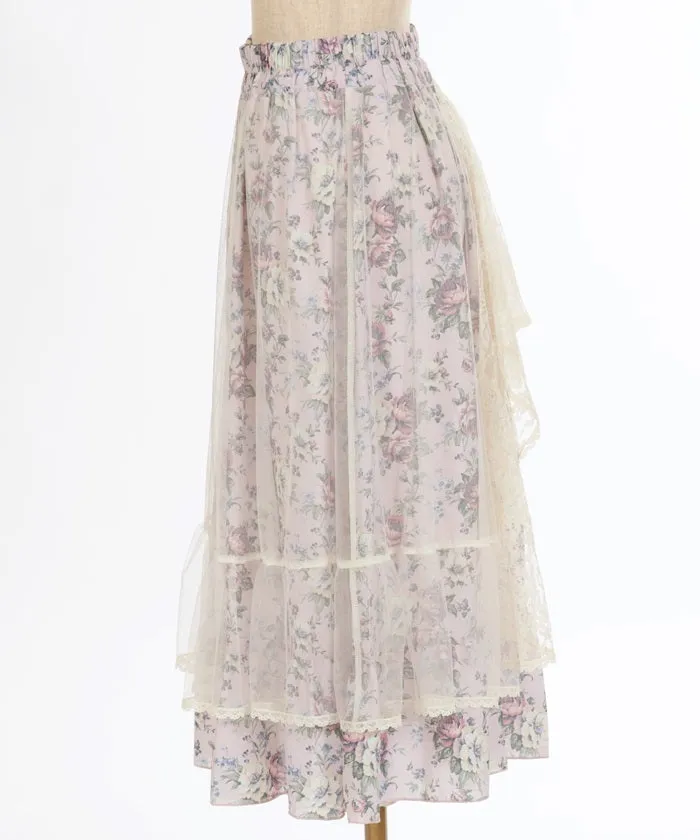 Multi Way Lace Floral Pattern Skirt
