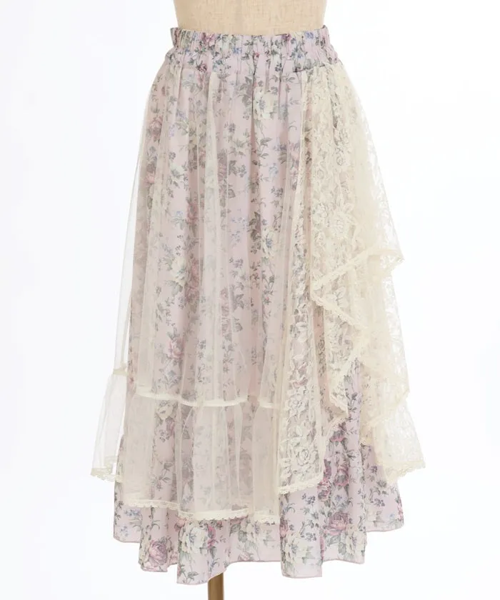 Multi Way Lace Floral Pattern Skirt