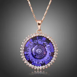 Purple Lotus Flower Pendant Necklace KPN0235