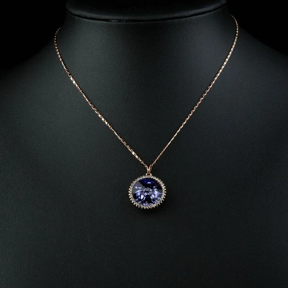 Purple Lotus Flower Pendant Necklace KPN0235