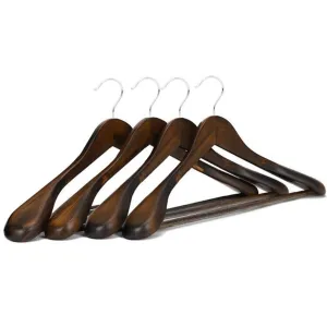 Solid Wood Extra-Wide Shoulder Coat Hangers - Set of 6 (Retro)