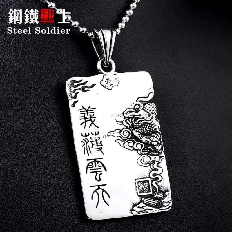 Steel soldier The Romance of the Three Kingdoms GuanYu pendant necklace classic Chinese style jewelry