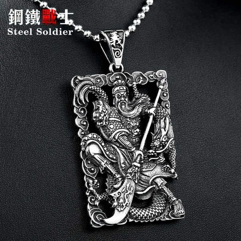 Steel soldier The Romance of the Three Kingdoms GuanYu pendant necklace classic Chinese style jewelry
