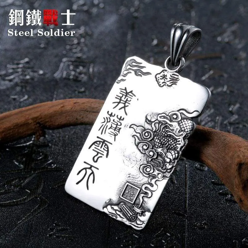 Steel soldier The Romance of the Three Kingdoms GuanYu pendant necklace classic Chinese style jewelry