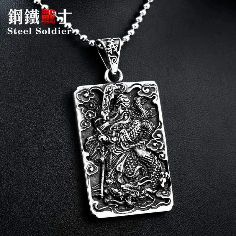Steel soldier The Romance of the Three Kingdoms GuanYu pendant necklace classic Chinese style jewelry