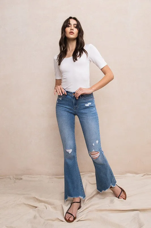 Stretch Denim Flare leg Jean