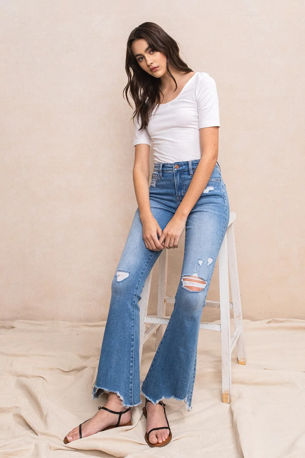 Stretch Denim Flare leg Jean