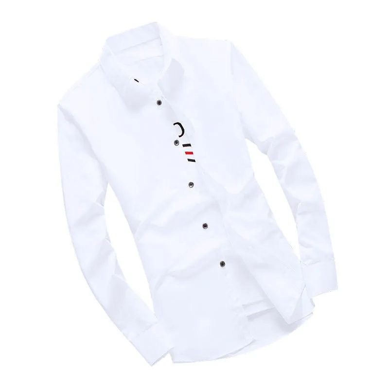 Summer Black Shirt Men Youth Korean Slim Look Solid Colored Business Trendy Men Shirt