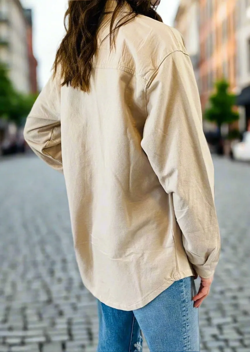 TAKE THE CHILL OFF OVERSIZE BUTTON-UP SHIRT