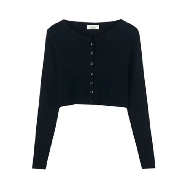 Tops Women Short Sweater Slim Look Matching Outdoor Red Bare Belly Sexy Cardigan Outerwear
