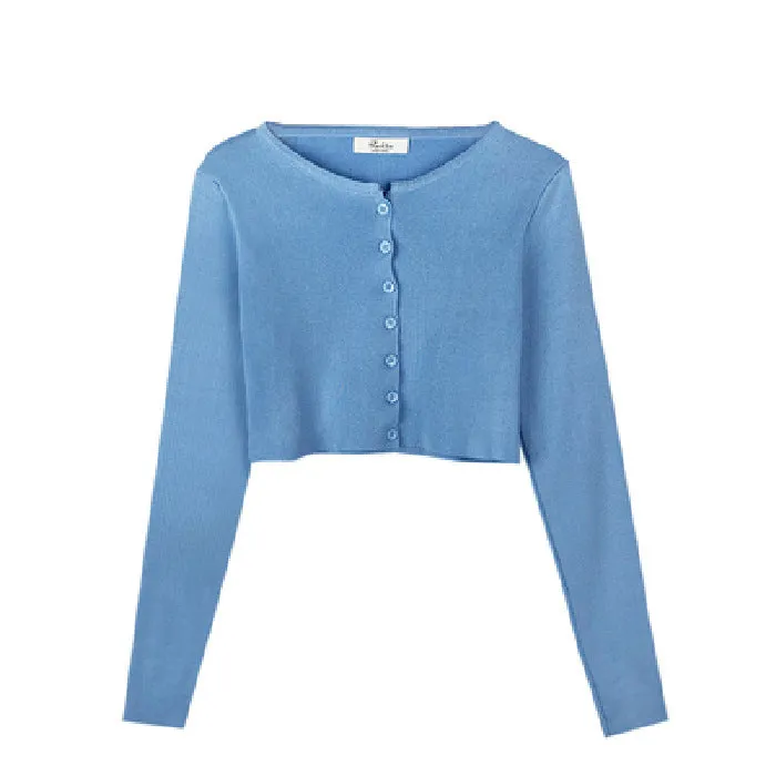 Tops Women Short Sweater Slim Look Matching Outdoor Red Bare Belly Sexy Cardigan Outerwear