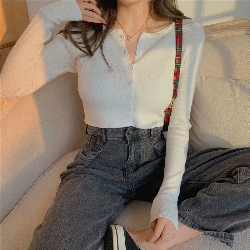 Tops Women Short Sweater Slim Look Matching Outdoor Red Bare Belly Sexy Cardigan Outerwear